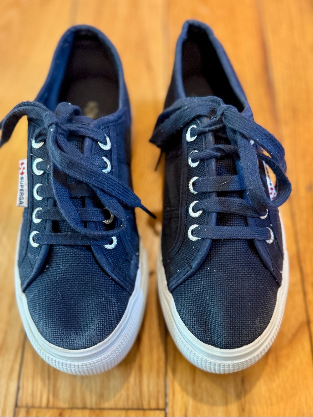 Superga Kids Navy Canvas Low-Top Lace Sneakers